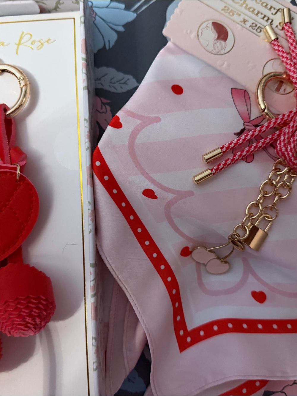 NWT Cherry Accessory Bundle – Camila Rose & Capelli NY Bag Charms + Scarf Set